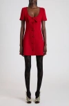 Valentino Bow-detailed Wool-blend Tweed Mini Dress In Red