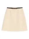 Valentino Bow-detailed Wool-blend Tweed Mini Skirt In Neutral
