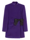 Valentino Wool Blend Blazer Asymmetric Design Bow In Purple