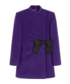 Valentino Wool Blend Blazer Asymmetric Design Bow In Purple
