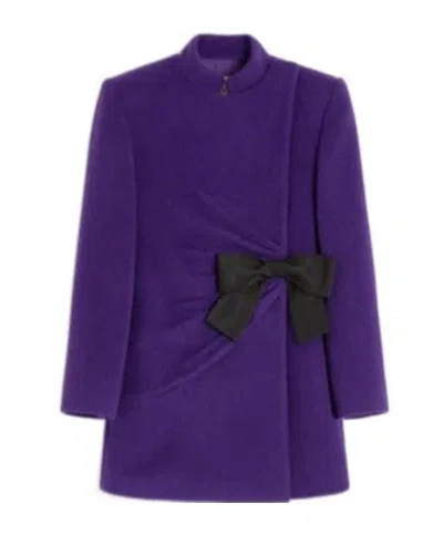 VALENTINO VALENTINO BOW DETAILED RUCHED PEACOAT