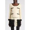 Valentino Bow Detail Virgin Wool Blend Tweed Jacket In Multi
