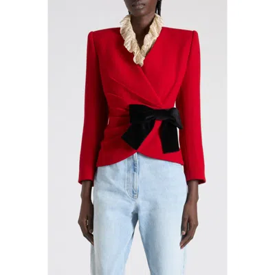 VALENTINO VALENTINO BOW DETAIL VIRGIN WOOL CREPE JACKET