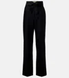 Valentino Bow-detail Wool And Mohair Straight Pants In Black