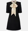Valentino Womens Nero Champagne Bow-embellishment Short-sleeves Wool And Silk Mini Dress In Black
