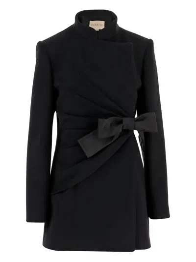 VALENTINO BOW-DETAIL WOOL-BLEND COAT