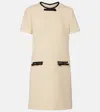 Valentino Bow-detail Wool-blend Tweed Minidress In Neutral