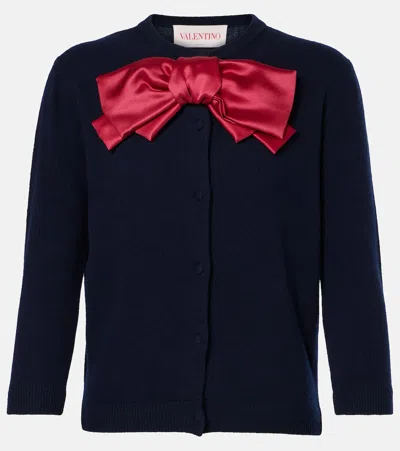 VALENTINO BOW-DETAIL WOOL CARDIGAN