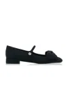 Valentino Satin Bow Mary Jane Ballerina Flats In Black