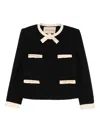 Valentino Garavani Short Wool Tweed Jacket With Bows In Black