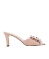 Valentino Leather Vlogo Signature Mules With Bow Detail In Brown
