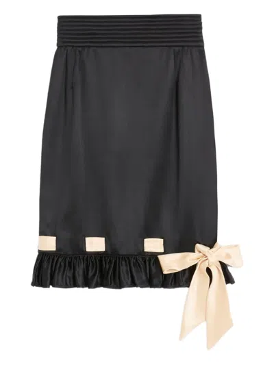 Valentino Bow-detailed Ruffled Skirt In Black