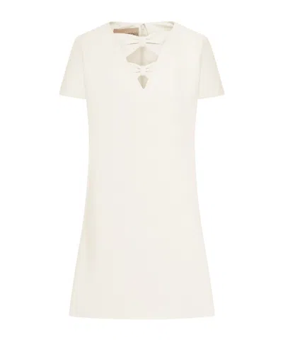 Valentino Crepe Couture Bow-detail Minidress In White