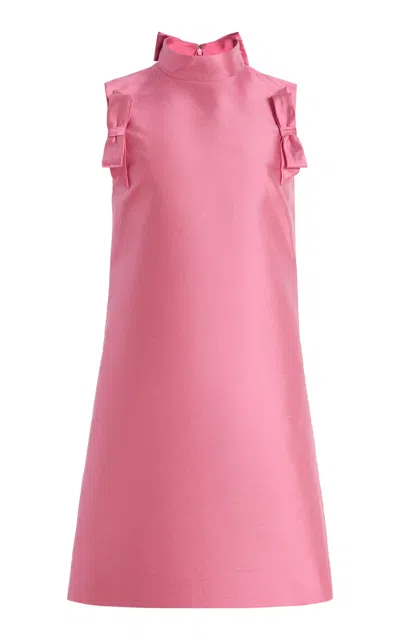 Valentino Bow-detailed Silk-twill Mini Dress In Pink