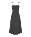 Valentino Tie-shoulder Wool Gabardine Midi Dress In Black