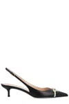 Valentino Bepointy 45 Bow-embellished Leather Slingback Pumps In Black