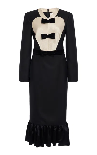 VALENTINO BOW-DETAILED VIRGIN-WOOL MIDI DRESS