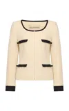 Valentino Textured Fabric Jacket Featuring Pockets In Neutral