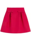 Valentino Bow-detailed Pleated Wool And Silk-blend Mini Skirt In Red