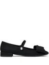Valentino Satin Bow Mary Jane Ballerina Flats In Schwarz