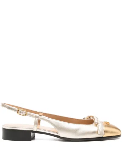 Valentino Garavani Valet Du Roi Vlogo Metallic Leather Slingback Ballerina Flats In Multi