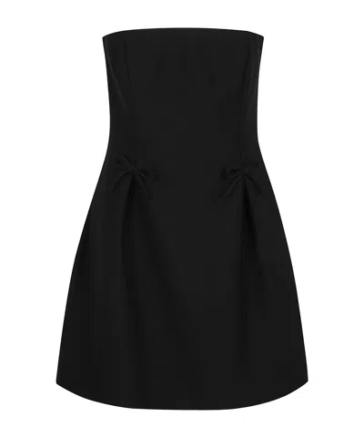 Valentino Bow-detailing Strapless Minidress In No Nero