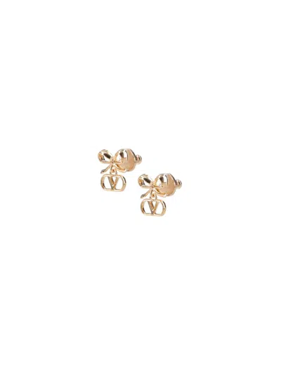 Valentino Garavani Bow Earrings "vlogo Signature" In Gold