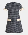 Valentino Garavani Embroidered Damier Light Tweed Short Dress