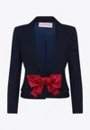 Valentino Tailored Bow-detail Jacket Crafted From Lightweight Viscose In Blue