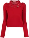 Valentino Womens Red Maglia Bow-embellished Wool Knitted Jumper In Red