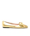 Valentino Bow Leather Ballerina Flat In Gold