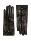 Valentino Vlogo Signature Nappa Leather Gloves With Bows In Brown