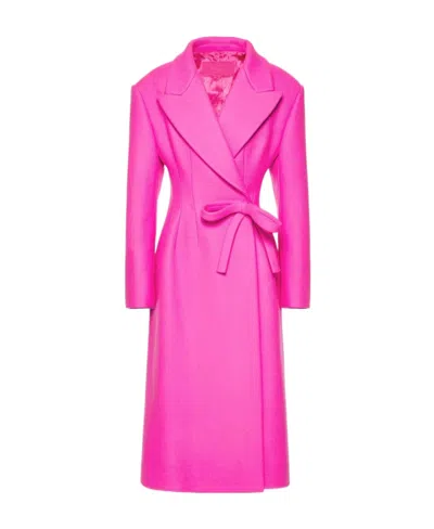 Valentino Bow-embellished Mid-length Coat In Pink