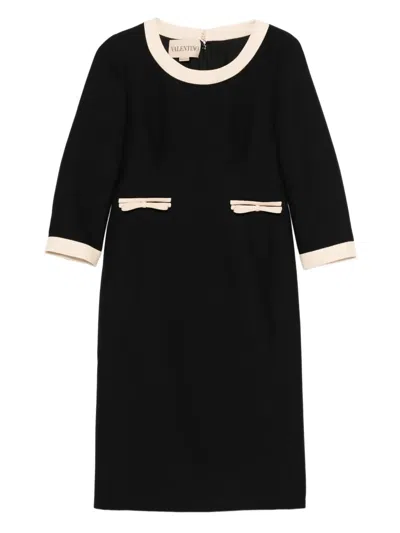 Valentino Bow-embellished Round-neck Dress In Black