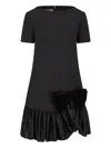 Valentino Velvet Bow Ruffle Short-sleeve Mini Dress In Black