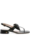 Valentino Garavani Bowow Leather Thong Sandals In Black