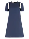 Valentino Wool And Silk Mini Dress In Blue