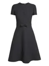 Valentino Bow-embellished Short-sleeved Dress In Black
