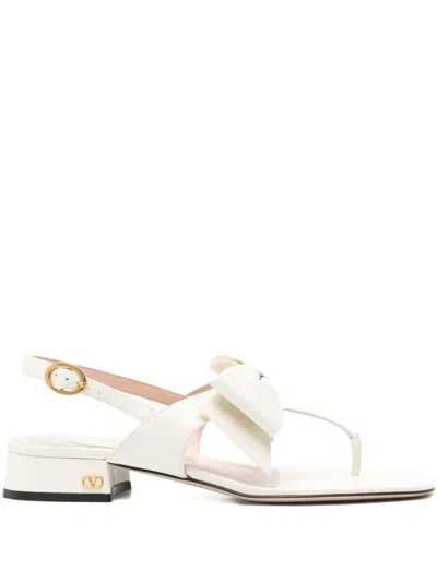 Valentino Garavani Bow-embellished Slingback Sandals In White