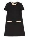 Valentino Short Dress In Plain Wool Tweed In Black