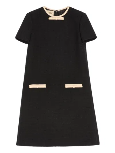 VALENTINO BOW-EMBELLISHED TWEED DRESS
