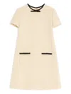 Valentino Bow Detail Virgin Wool Blend Tweed Minidress In Neutral
