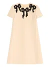 Valentino Bow-embroidered Dress In Neutral