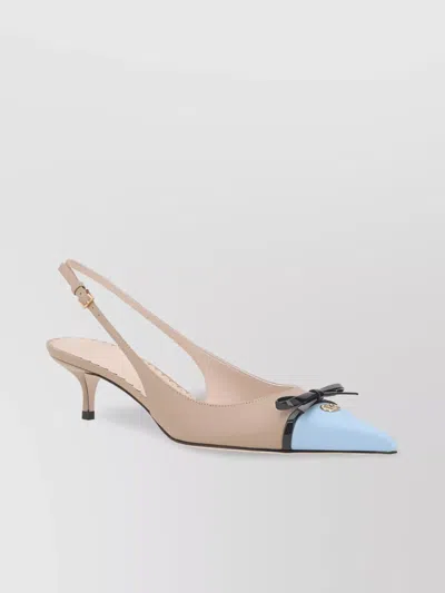 Valentino Garavani Bow Front Slingback Pumps In Brown