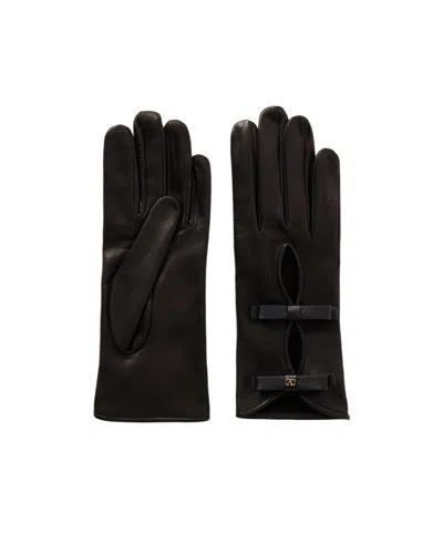 Valentino Garavani Vlogo Bow-embellished Leather Gloves In Black
