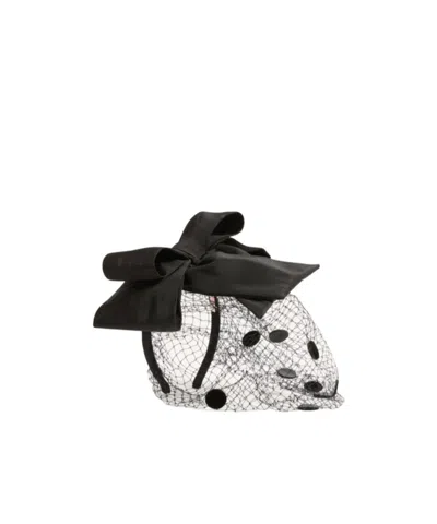 VALENTINO GARAVANI VLOGO SIGNATURE HEADBAND WITH BOW AND VEIL IN SILK AND VELVET