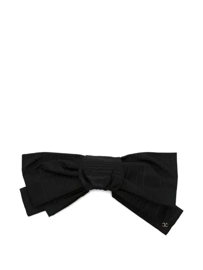 Valentino Garavani Valentino Vlogo Signature Bow Silk Hair Clip In Black