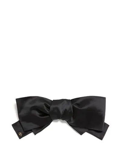 Valentino Garavani Valentino Vlogo Signature Bow Silk Hair Clip In Black