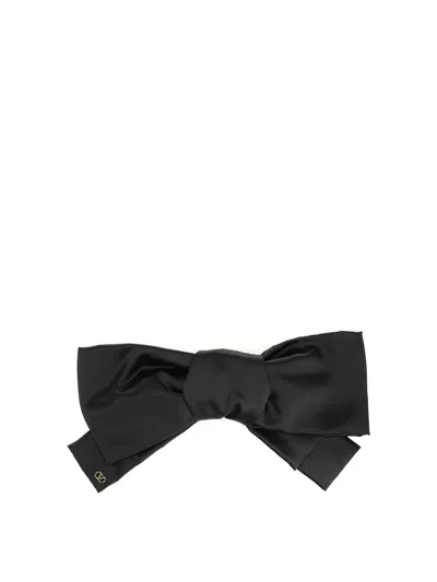 Valentino Garavani Valentino Vlogo Signature Bow Silk Hair Clip In Black