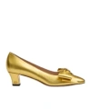 Valentino Garavani Bowow Pumps In Laminated Nappa 45mm Woman Gold 39.5 In Golden